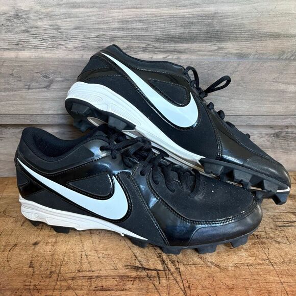Nike Baseball Rubber Cleats Black White Men's 10 Good Used Condition - Picture 1 of 11